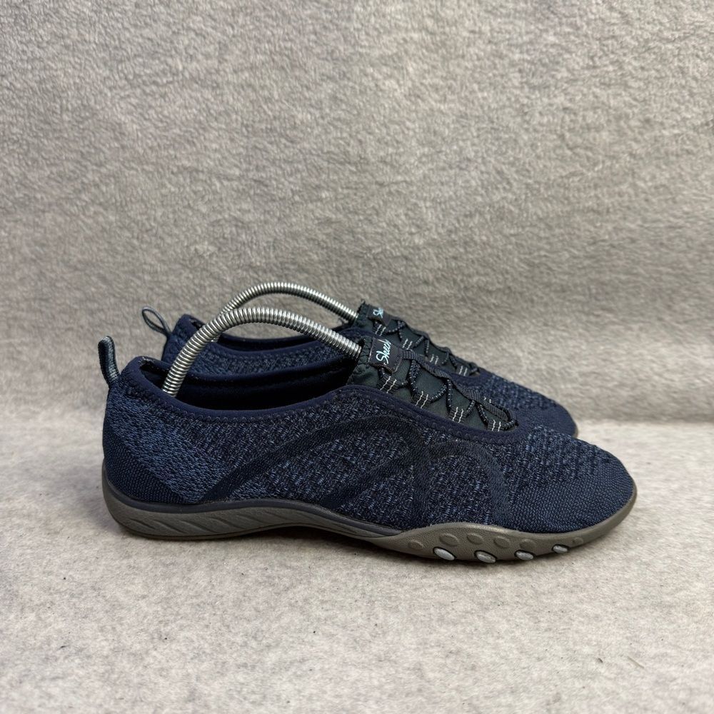 Skechers Womens Shoes Size 7 Blue Breathe Easy Slip On Loafers Sneakers 23028 - Picture 4 of 10